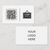 Offen 24/7 | Anpassbare QR-Code- und Logo-Vorlage Visitenkarte (Vorne/Hinten)