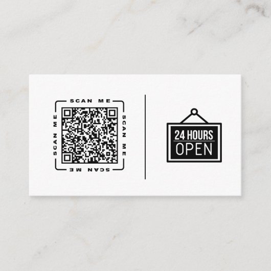 Offen 24/7 | Anpassbare QR-Code- und Logo-Vorlage Visitenkarte (Vorderseite)