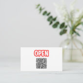 Offen | Anpassbare QR-Code- und Logovorlage Schwar Visitenkarte (Stehend Vorderseite)