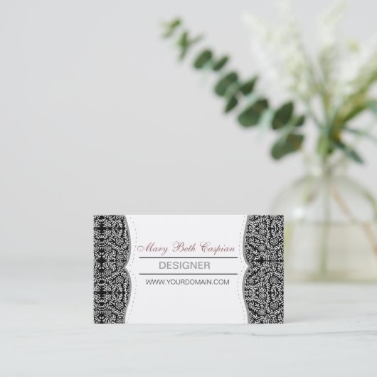 Offen-Nahes klassisches Blumendamast-Muster-Motiv Visitenkarte (Stehend Vorderseite)