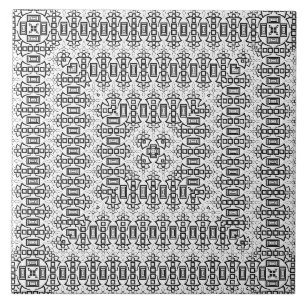 Offenarbeit Quadrate Art Deco Retro Schwarz Weiß Fliese