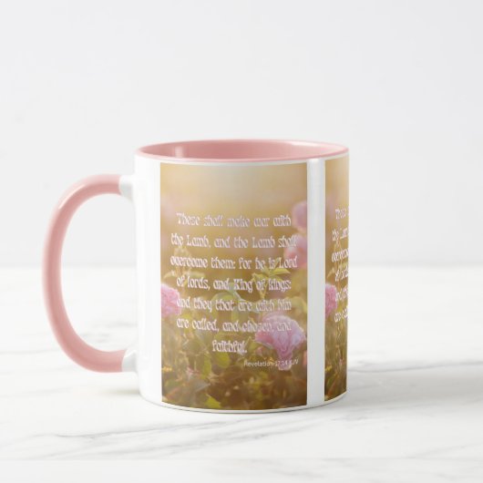 Offenbarung 17:14 KJV Bibelverse Bild Zwei-Tonen-T Tasse (Links)