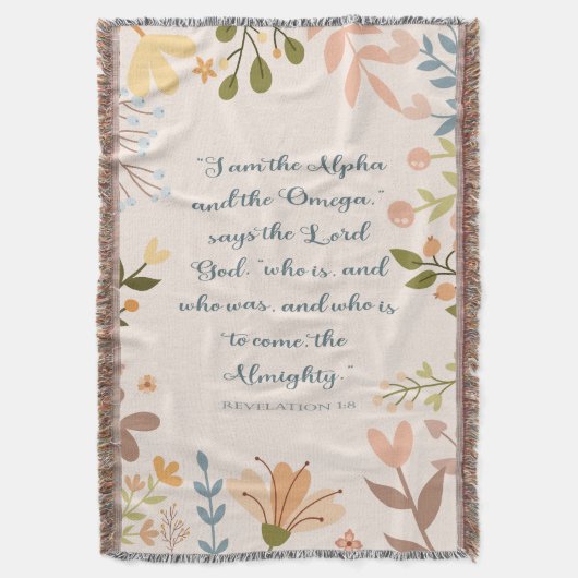 Offenbarung 1:8, Christliches Elfenbeinknochentuch Decke (Vorderseite Vertikal)