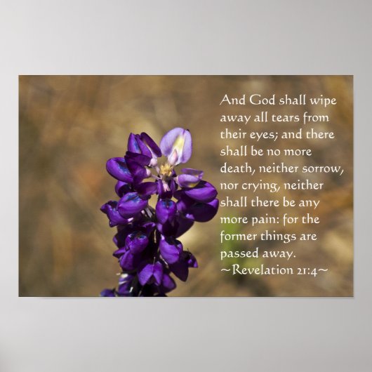 Offenbarung 21:4 Weiße Buchstaben Poster (Vorne)