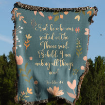 Offenbarung 21:5, Aquamarines, florales Christlich