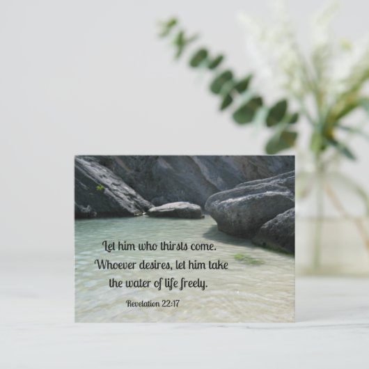 Offenbarung 22:17 Ließ ihm, der dürstet, kommt... Postkarte (Stehend Vorderseite)