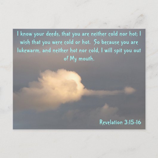Offenbarung 3 15-16 mit spitzer Wolke Postkarte (Vorderseite)