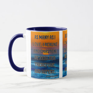 Offenbarung 3:19 KJV Bible Verse Bild Zwei-Tone Tasse
