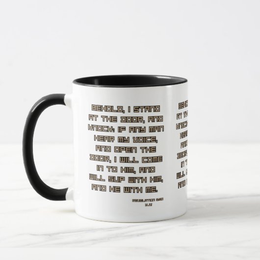 Offenbarung 3:20 KJV Bibelschrift Zwei-Tone Tasse (Links)