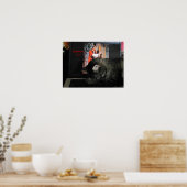 Offenbarung 3:20 mit betender Katze Poster (Küche)