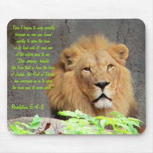Offenbarung 5:4-5 mit männlicher Löwe Mousepad (Vorne)