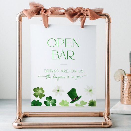 Offene Bar Brautparty St. Patrick's Day grün Sockelschild