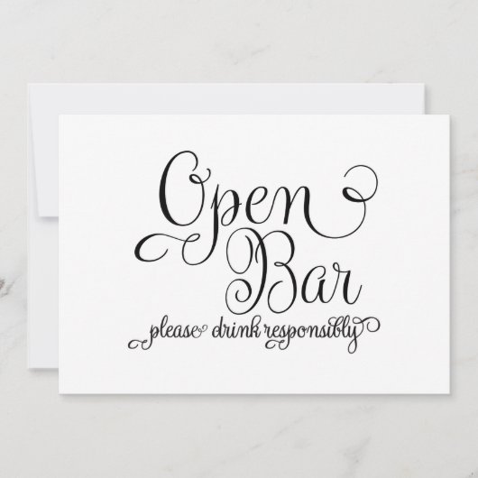 Offene Bar Hochzeitsschild Einladung (Vorderseite)