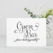 Offene Bar Hochzeitsschild Einladung (Stehend Vorderseite)