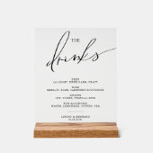Offene Bar Menu Die Getränke Hochzeitsschild Poste Acrylschild (Vorderseite)