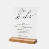 Offene Bar Menu Die Getränke Hochzeitsschild Poste Acrylschild (Winkel)