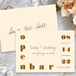 Offene Bar Oversifizierter Typografie Vintag Creme Save The Date