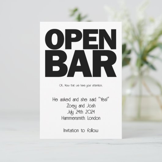 Offene Bar Save The Date (Stehend Vorderseite)