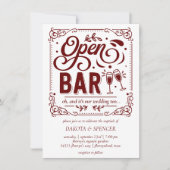 Offene Bar (und Hochzeit) | Rot und Weiß Einladung (Vorderseite)