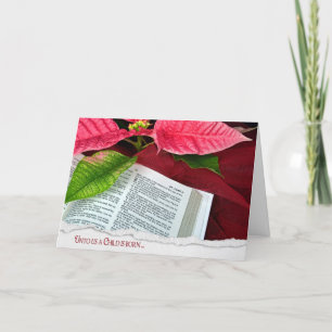 Offene Bibel mit Poinsettia Feiertagskarte