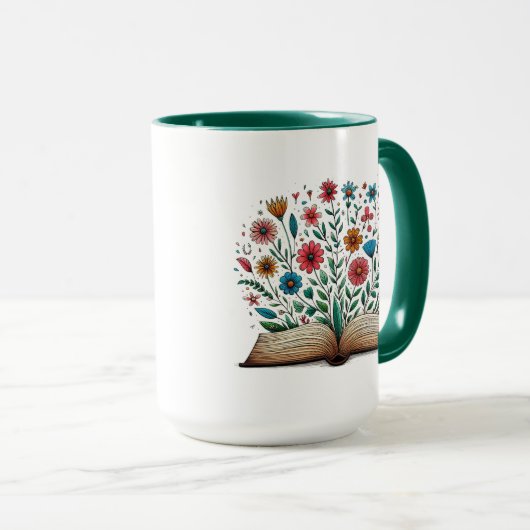Offene Blume große Combo-Keramik Tasse (VorderseiteRechts)