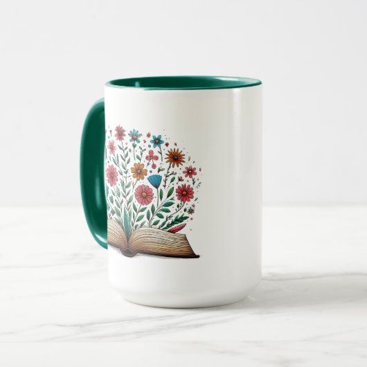 Offene Blume große Combo-Keramik Tasse (Vorderseite Links)