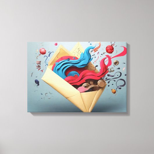 Offene Briefumschlagüberraschung Leinwanddruck (Vorderseite)