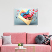 Offene Briefumschlagüberraschung Leinwanddruck (Insitu (Wohnzimmer))