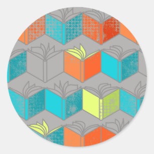 Offene Bücher Runder Aufkleber