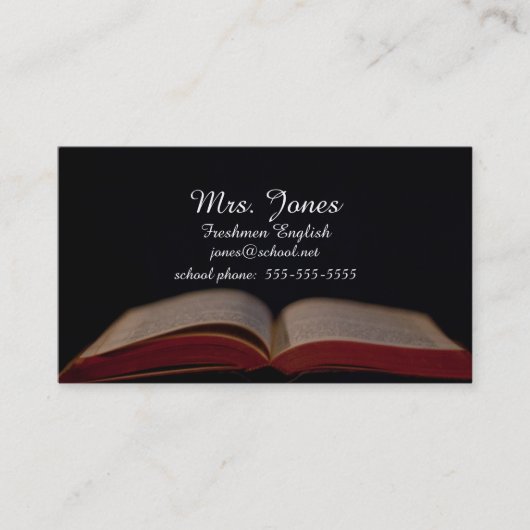 Offene Buchlehrer-Kontaktkarte Telefonnummerkarte (Vorderseite)