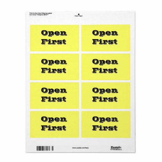 Offene, erste bewegliche Labels in Gelb (Vorne)