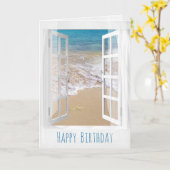 offene Fenster und Meeresbühne mit Seestern Karte (Gelbe Blume)