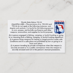 Offene Florida-Feuerwaffen tragen Visitenkarte