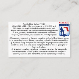 Offene Florida-Feuerwaffen tragen Visitenkarte