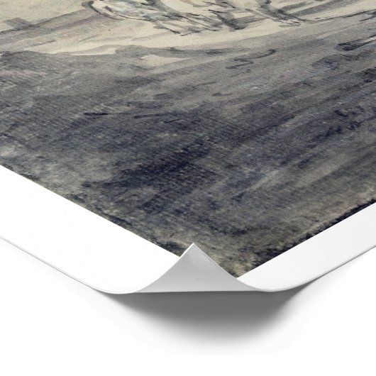 Offene Landschaft mit Herdsman und Covered Cart, c Poster (Ecke)