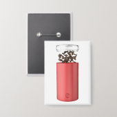 Offene rote elektrische Kaffeemühle mit Kaffeebohn Button (Vorderseite/Rückseite)