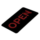 OFFENE rote Neonbriefe auf schwarzem Hintergrund Magnet (Linke Seite)