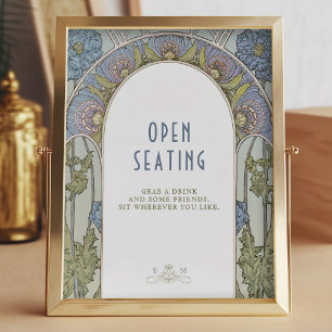 Offene Sitzgelegenheiten Zeichen Vintager Jugendst Poster