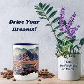 Offene Straße heißt Kaffee-Tasse rufen Tasse