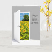 Offene Tür mit Sonnenblumenfeld Karte (Gelbe Blume)