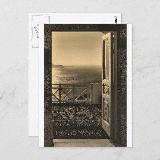 Offene Tür-Retro Postkarte (Vorne/Hinten)