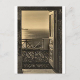 Offene Tür-Retro Postkarte