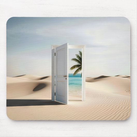 Offene Wüstentür mit tropischer Oase Mousepad (Vorne)