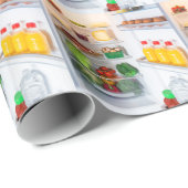 Offener Kühlschrank mit Essen Geschenkpapier (Rolleneckpunkt)