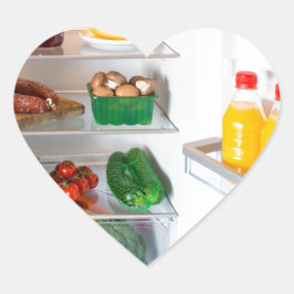 Offener Kühlschrank mit Essen Herz-Aufkleber