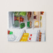 Offener Kühlschrank mit Essen Puzzle (Horizontal)