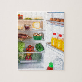 Offener Kühlschrank mit Essen Puzzle
