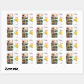 Offener Kühlschrank mit Essen Quadratischer Aufkleber (Blatt)