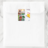 Offener Kühlschrank mit Essen Quadratischer Aufkleber (Tasche)