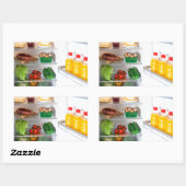 Offener Kühlschrank mit Essen Rechteckiger Aufkleber (Blatt)